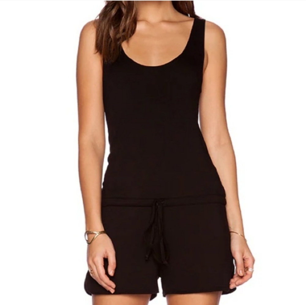 Michael Lauren Women's Black Knit Sleeveless V-Neck Romper- Sz-L